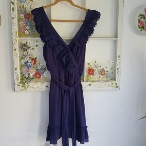 She+Sky Summer Sun Dress Lace Ruffles Purple